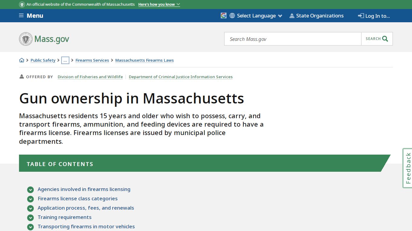 Gun ownership in Massachusetts | Mass.gov